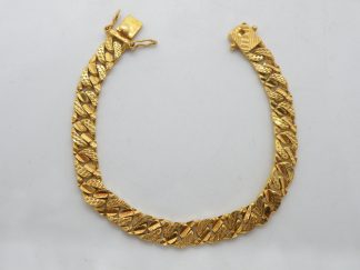 Vtg Estate 916 Fine 22K Yellow Gold 25g Heavy Cuban Diamond Cut Tennis Bracelet