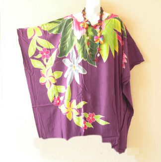 KL110 Floral Hand Painted Batwing Kaftan Tunic Blouse Top