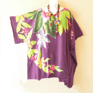 KL110a Floral Batik Hand Painted Kimono Tunic Top Blouse