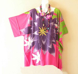 KL52a Floral Batik Hand Painted Kimono Tunic Top Blouse