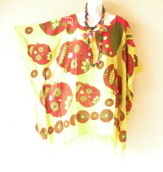 KB500 Día de los Muertos Batik Tunic Kaftan Top Blouse